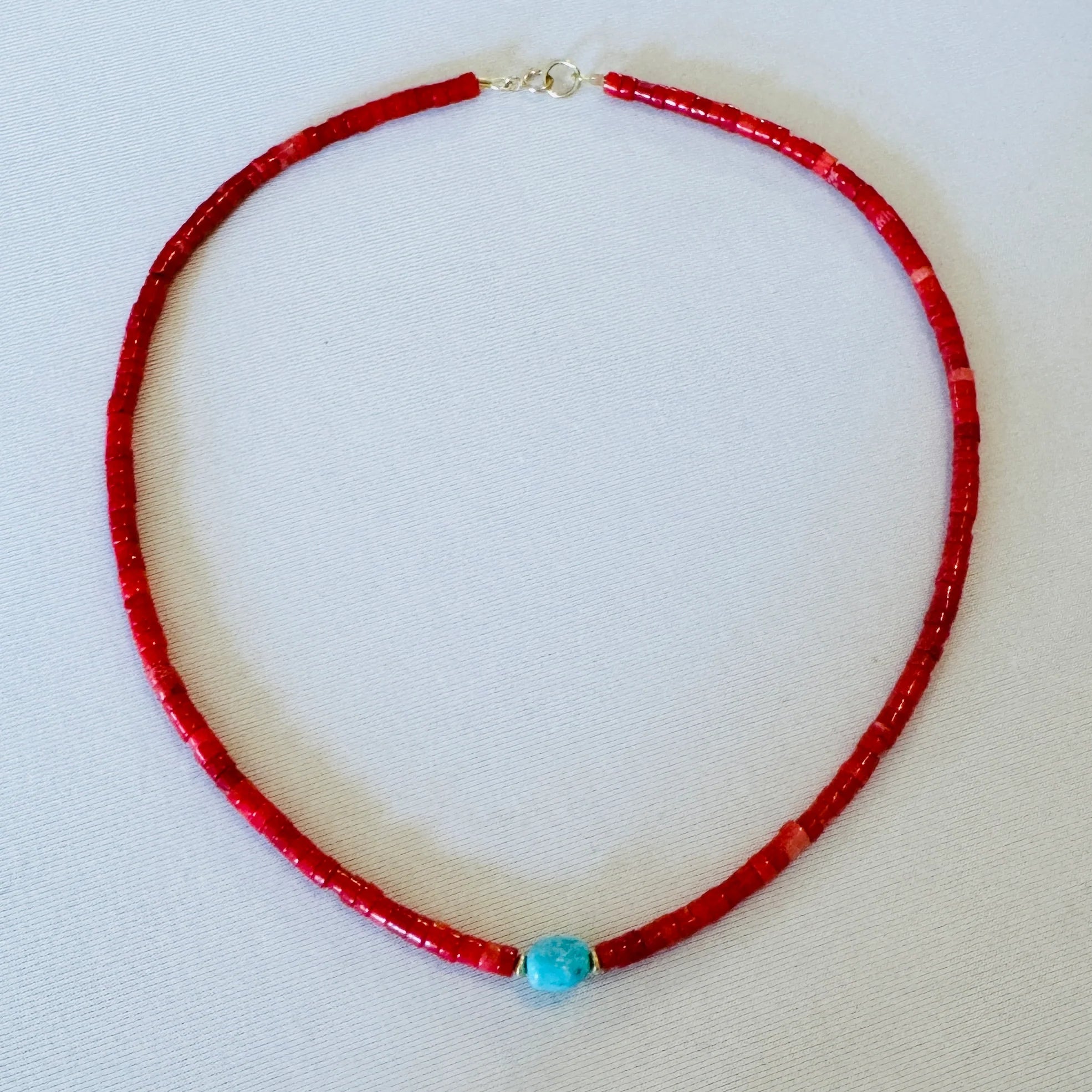 Theodosia Coral, Turquoise & Gold Beads Necklace