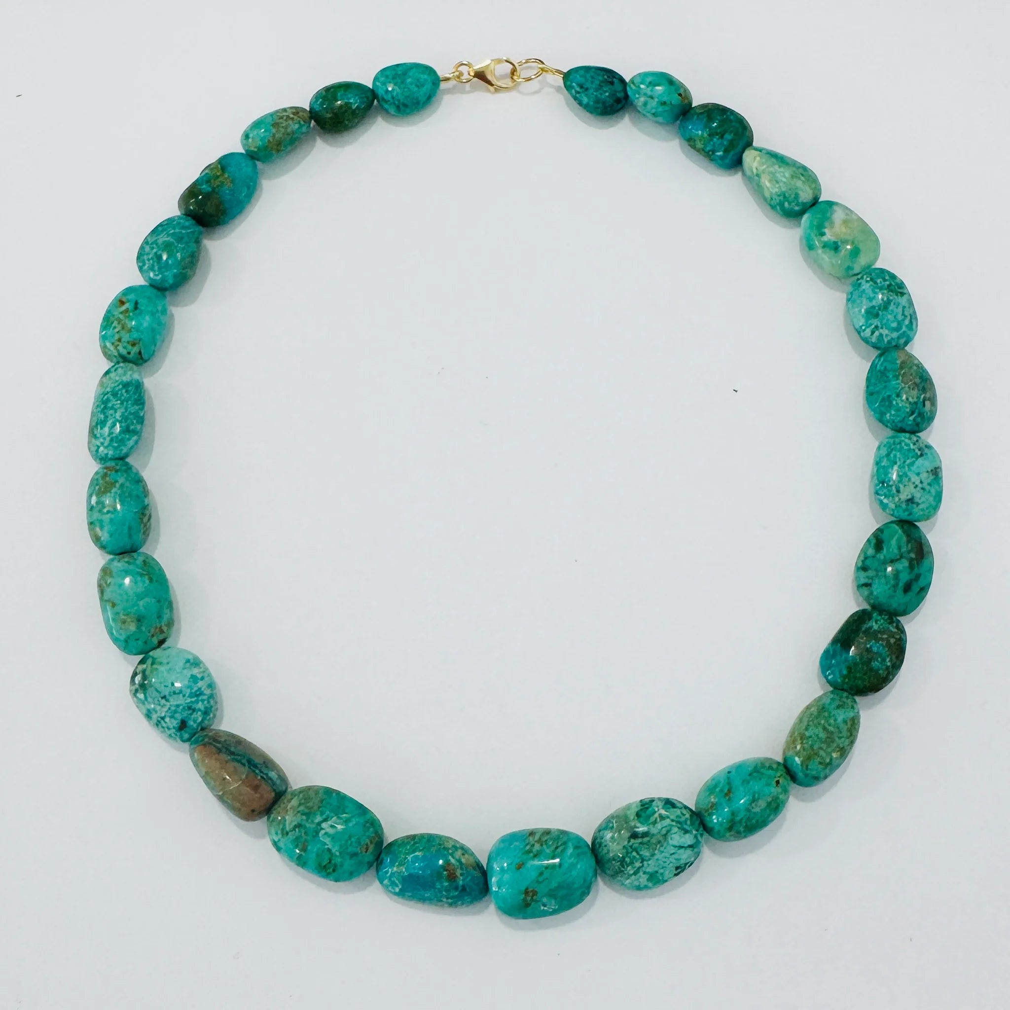 Theodosia Graduated Turquoise Nugget Necklace - Dark