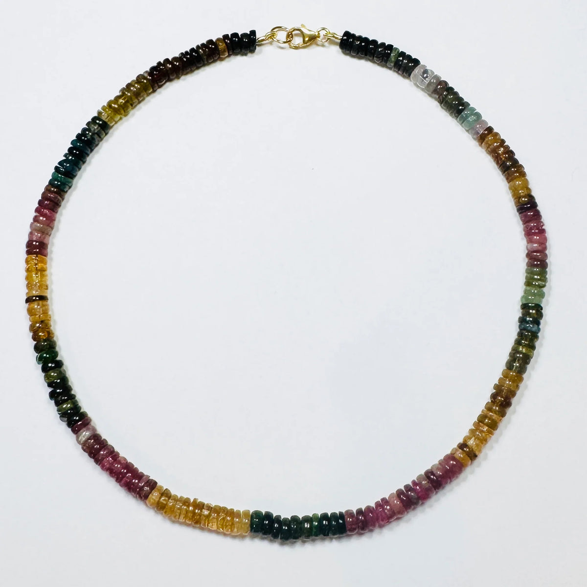 Theodosia Smooth Shaded Tourmaline Heishi Necklace