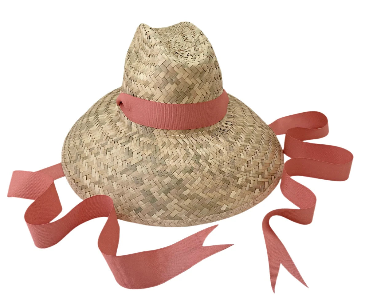 Sarah Bray Begonia Sun Hat - Long Coral Grosgrain Ribbon