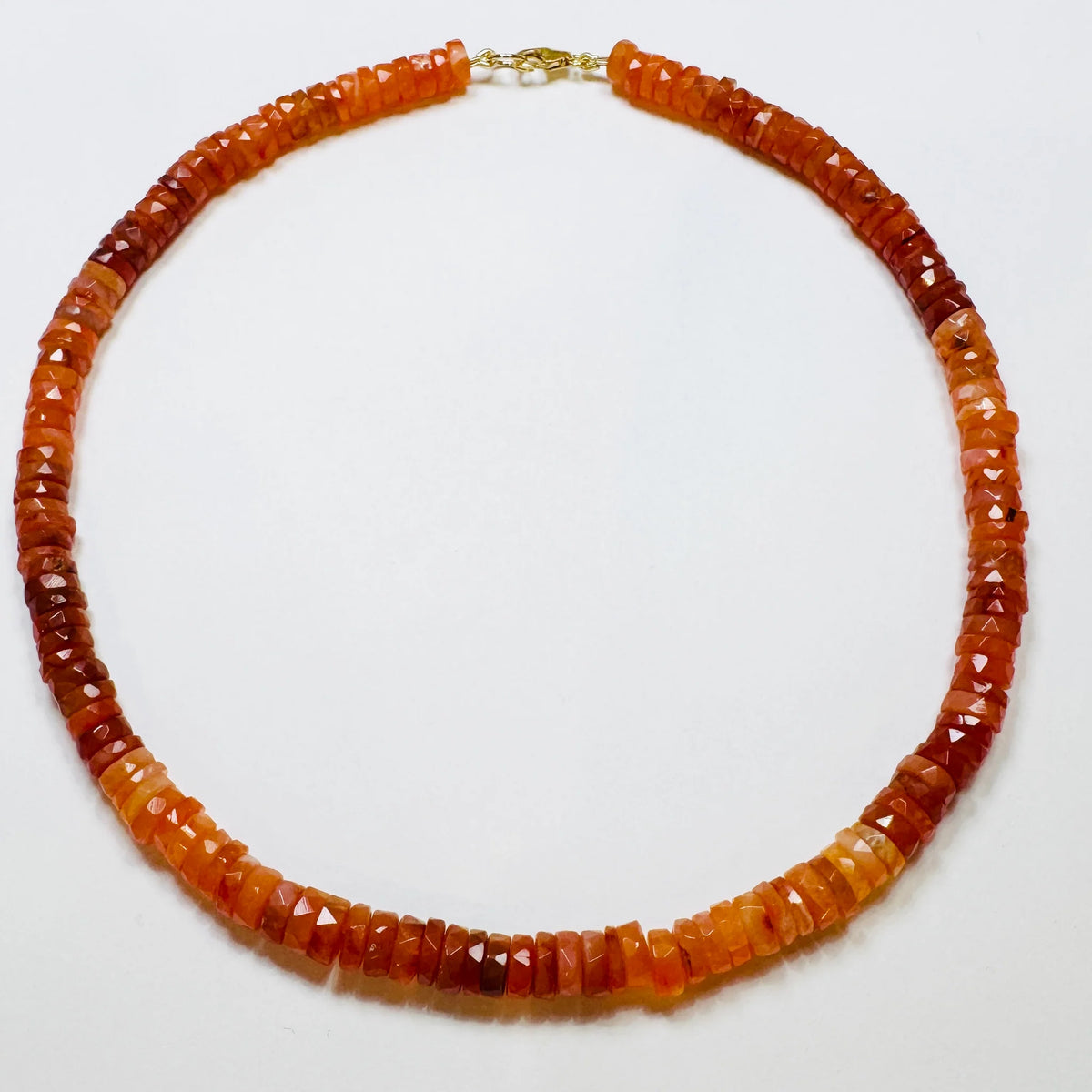 Theodosia Shaded Carnelian Heishi Necklace