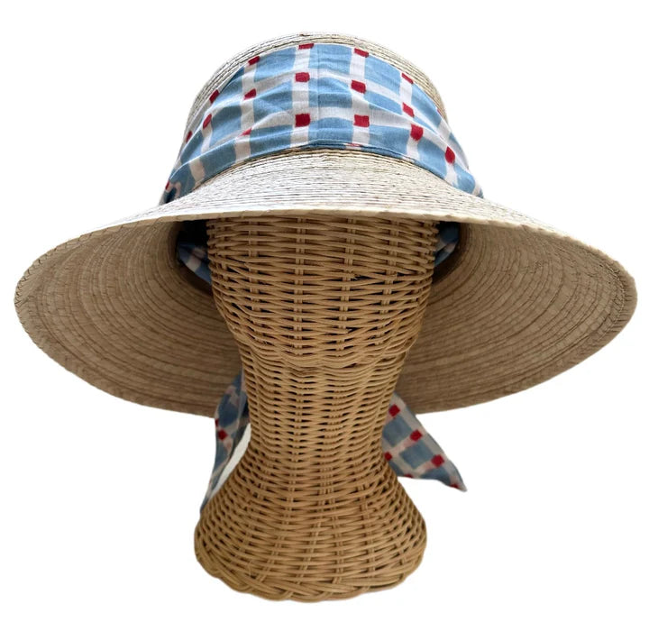 Sarah Bray Clematis Sun Hat - Check Block Print Scarf
