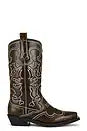 Ganni Mid Shaft Embroidered Western Boot