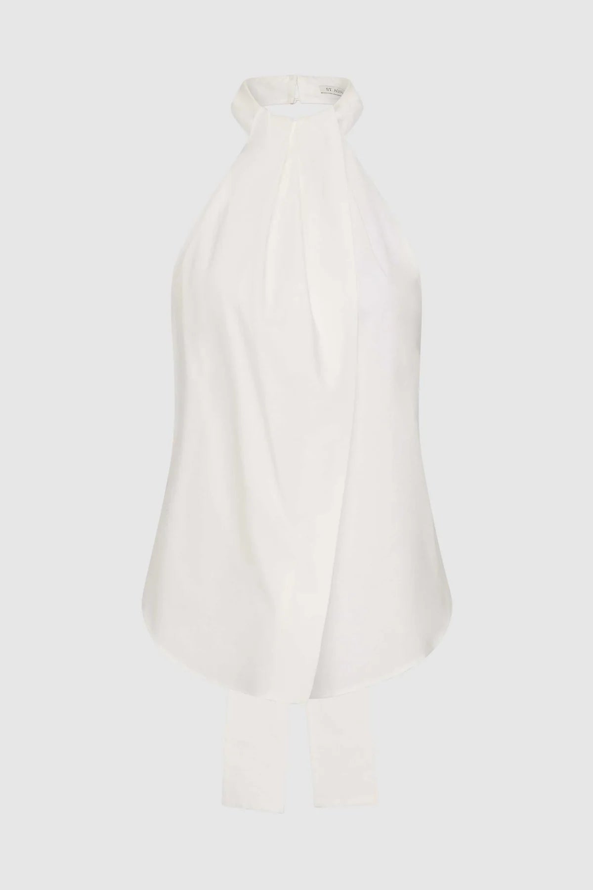 St. Agni Oxford Halter Tie Back Top - White