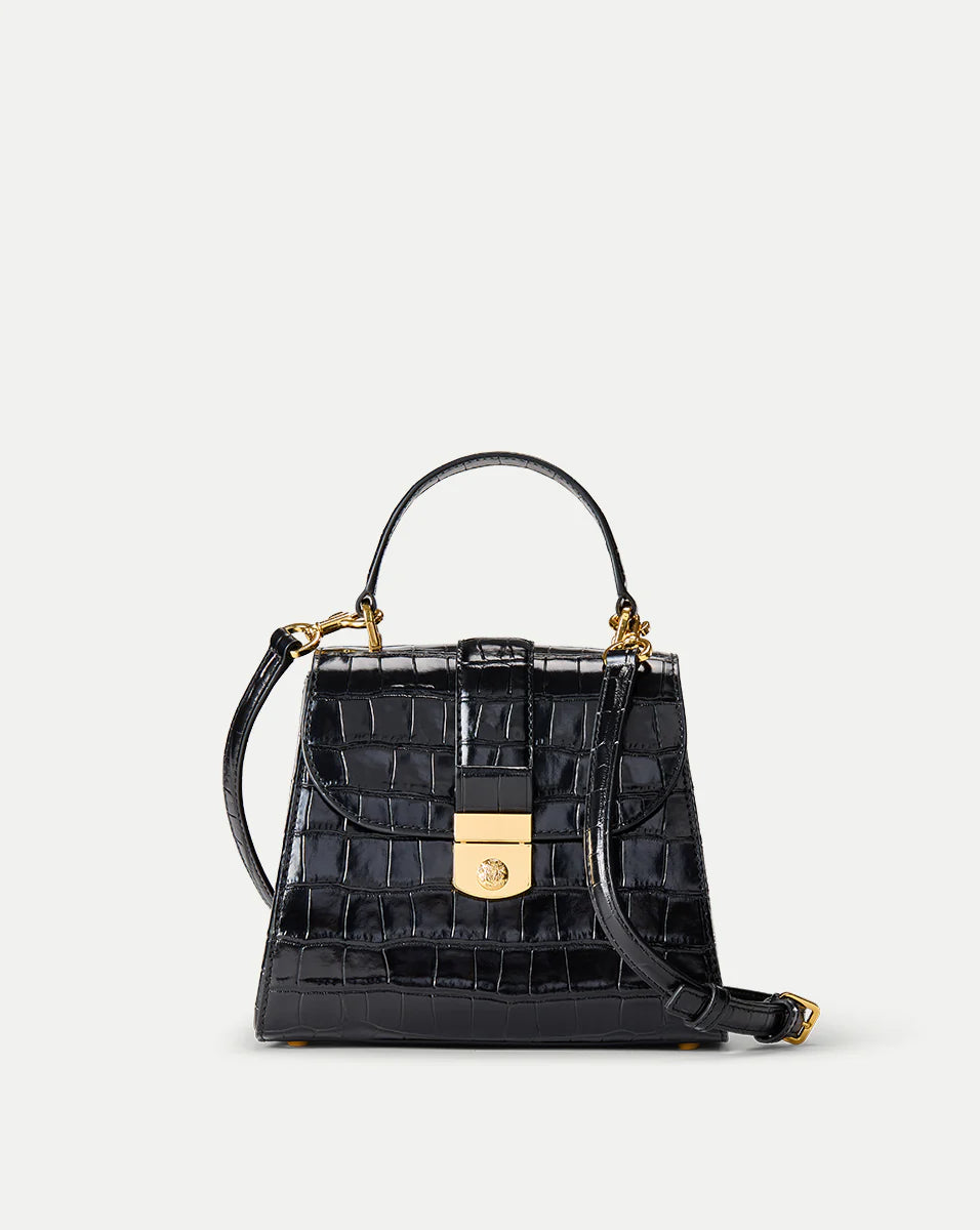 Veronica Beard Croc-Embossed Crest Lock Bag