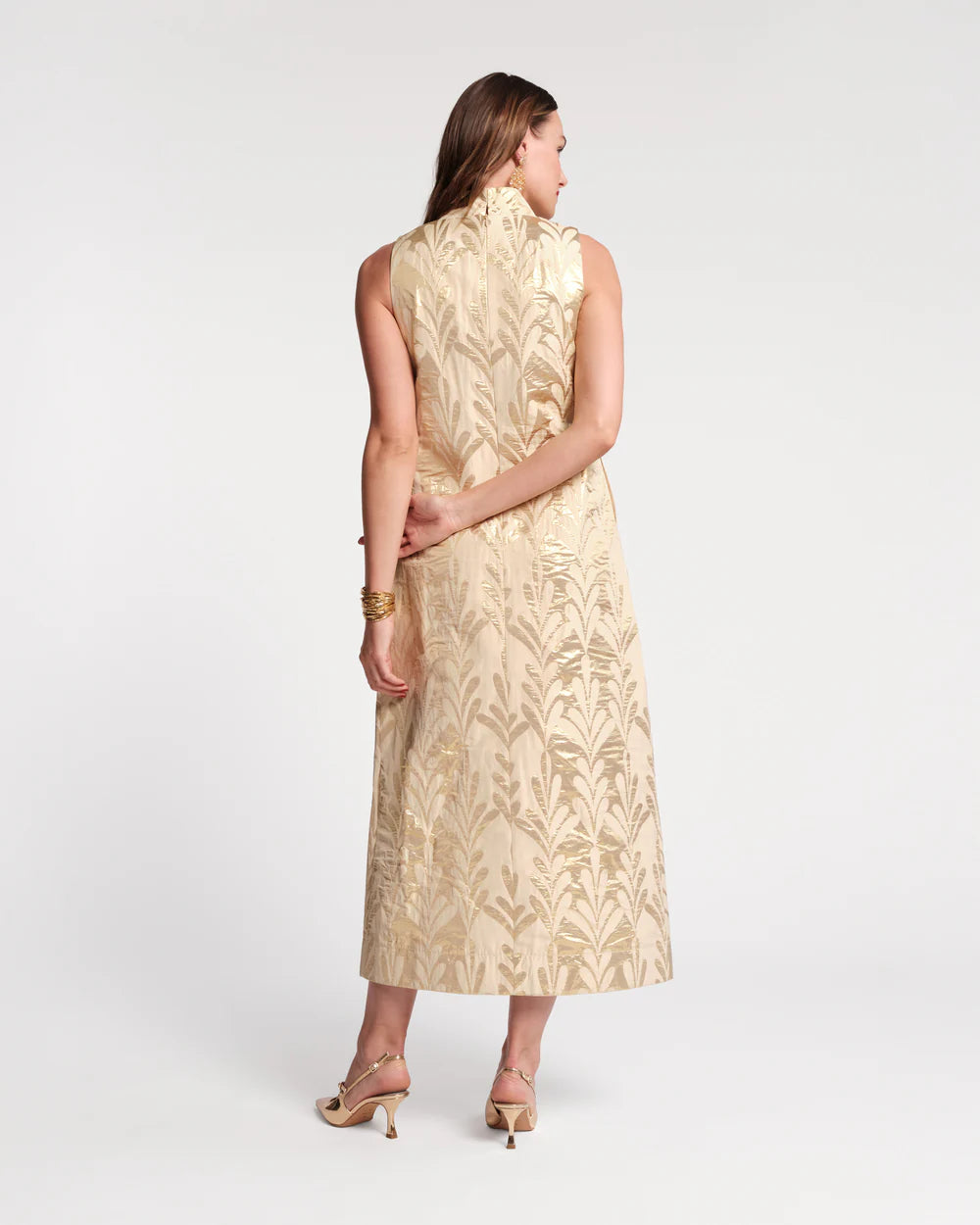 Frances Valentine Carlyle Maxi Dress - Royal Palm Jacquard Gold