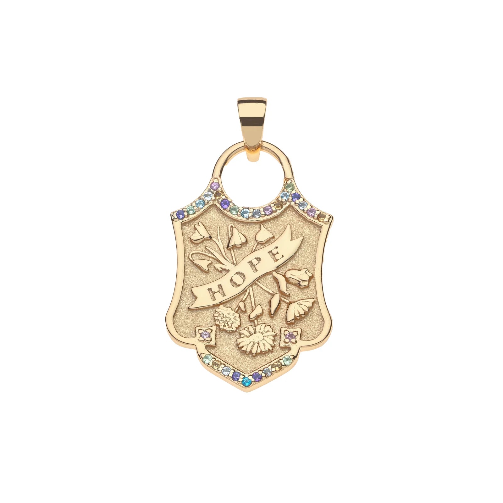 Jane Win HOPE Shield Pendant Necklace