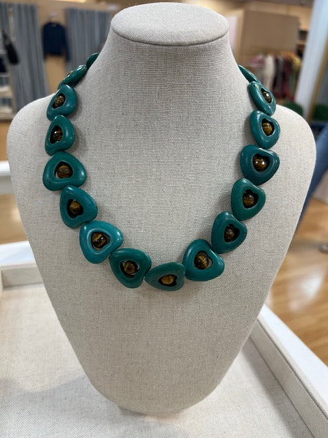 Cara Brown Designs Layering Necklace - Hearts w/ Tigers Eye