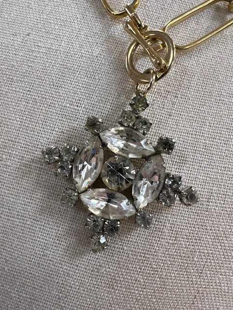 Cara Brown Designs Charm Necklace - Rhinestone Brooch