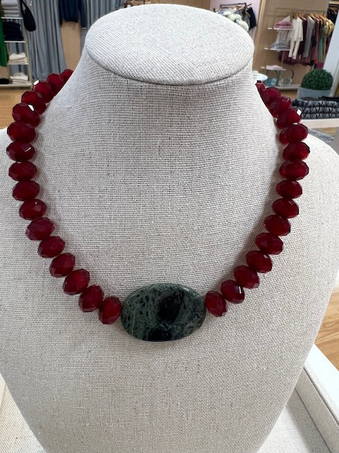 Cara Brown Designs Layering Necklace - Red Beads