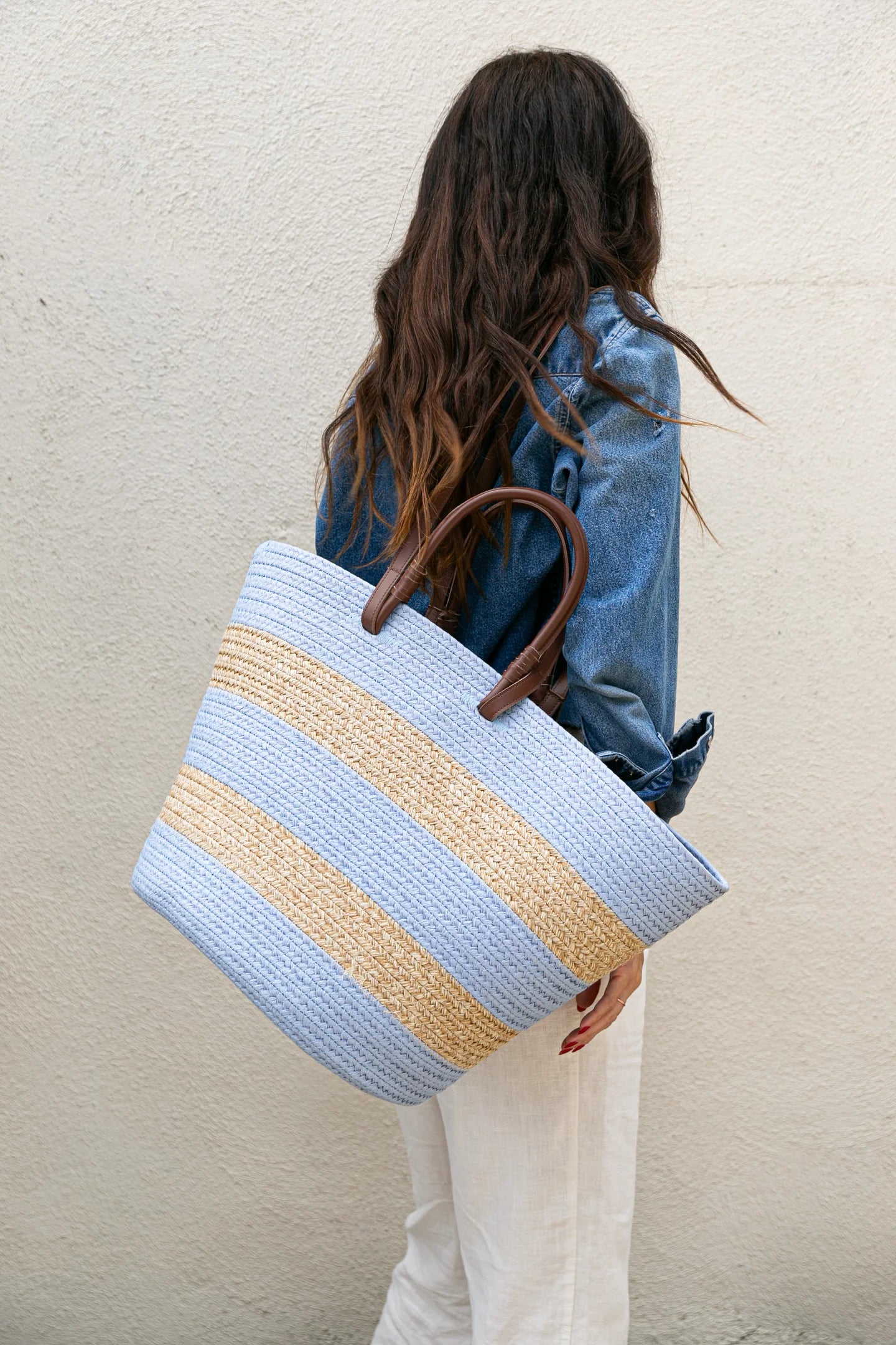 Wyeth Laguna Fabric Basket Bag - Periwinkle