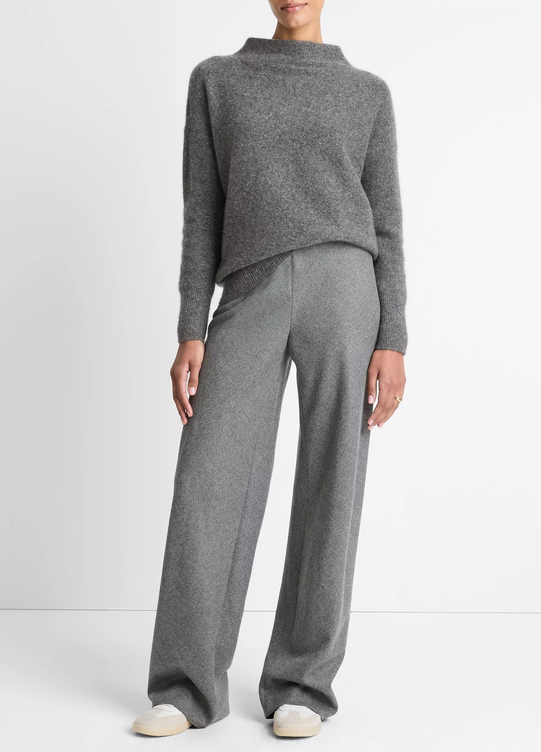 Vince High Waist Wool Blend Bias Pant - Heather Grey
