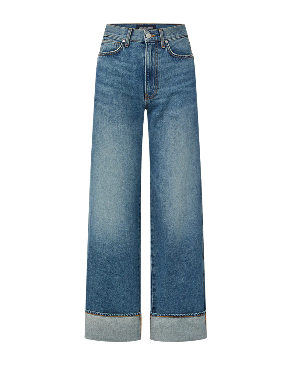 Veronica Beard Taylor Cuffed Wide Leg Jean