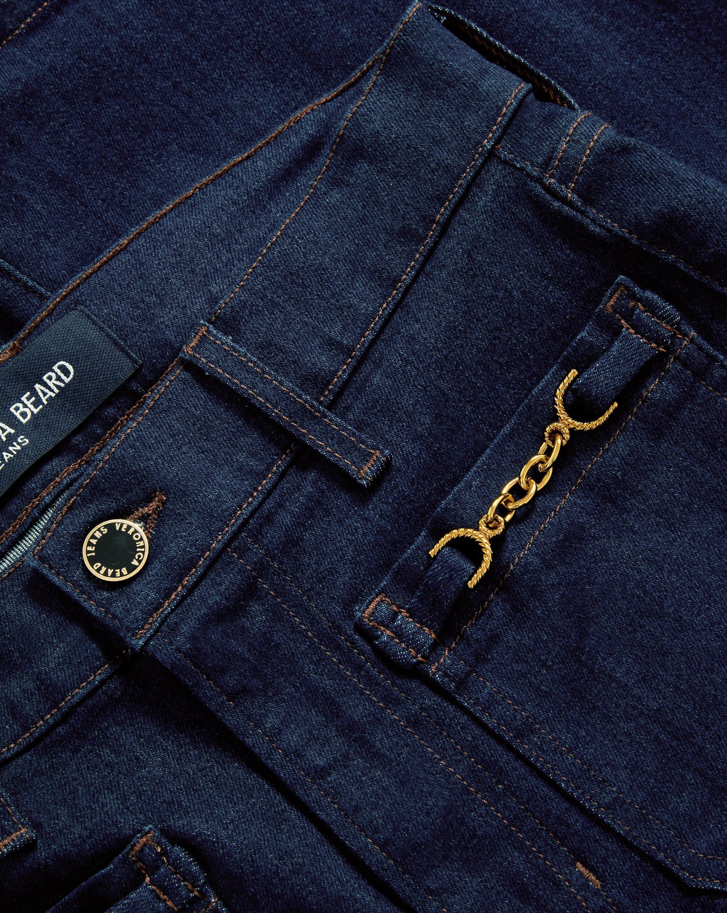 Veronica Beard Beverly Chain-Pocket Skinny-Flare Jean