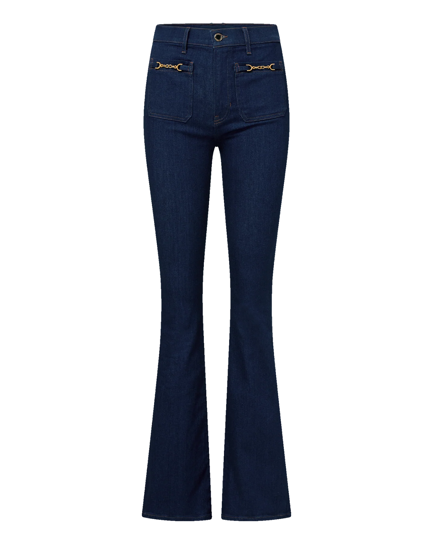 Veronica Beard Beverly Chain-Pocket Skinny-Flare Jean
