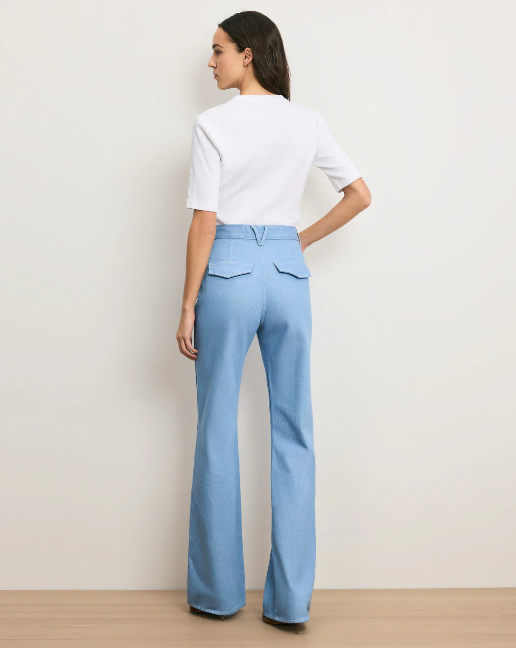 Veronica Beard Crosbie Flap-Pocket Slim Wide-Leg Jean