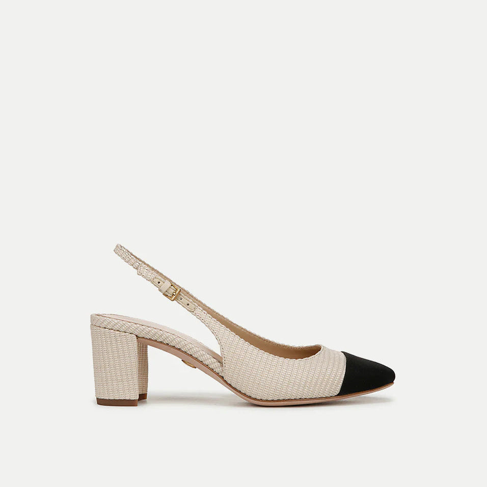 Veronica Beard Cecile Leather Cap-Toe Slingback Pump