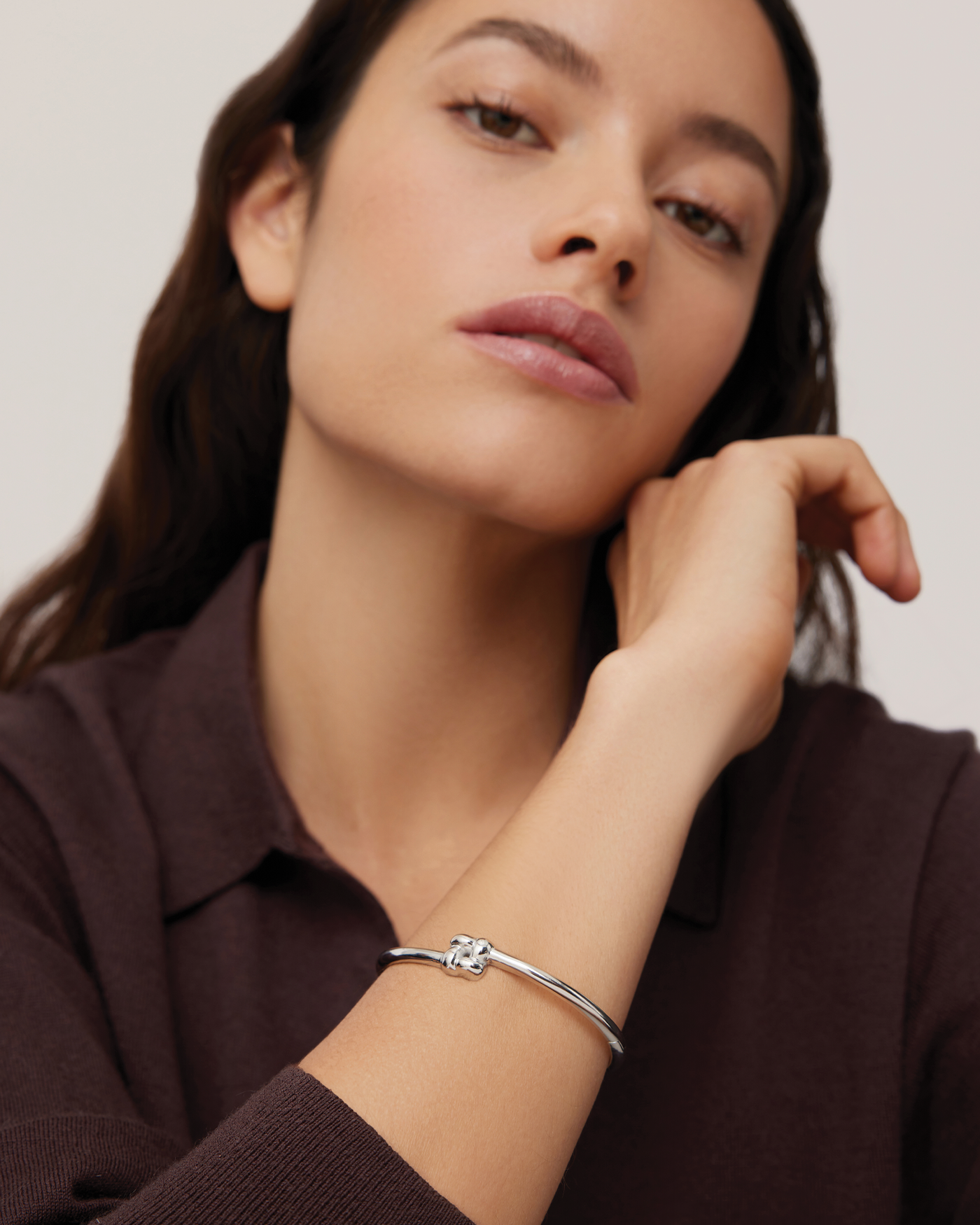 Slim Woven Square Bangle - L