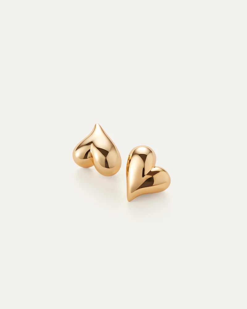 Jenny Bird Art Heart Button Earring