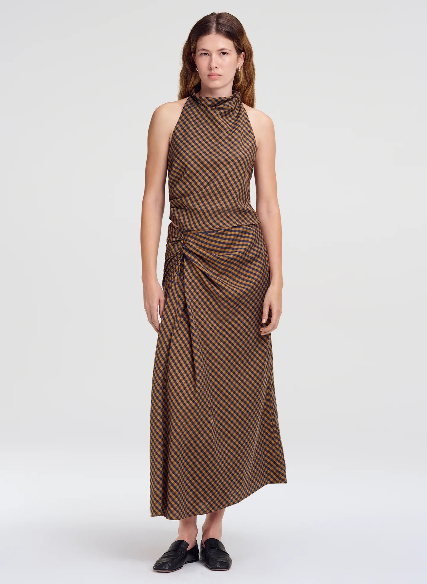 A.L.C. Jean Check Midi Skirt