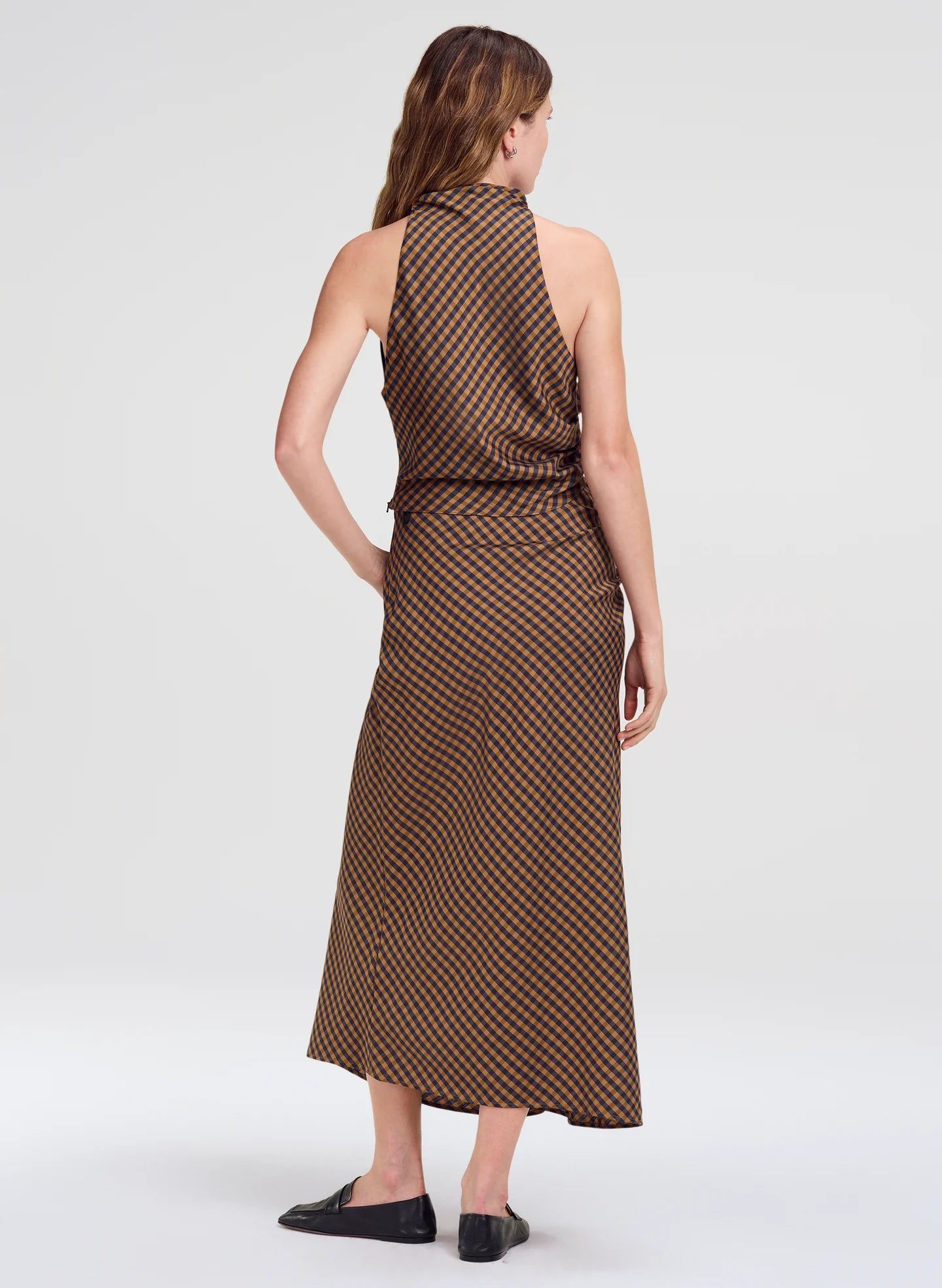 A.L.C. Jean Check Midi Skirt