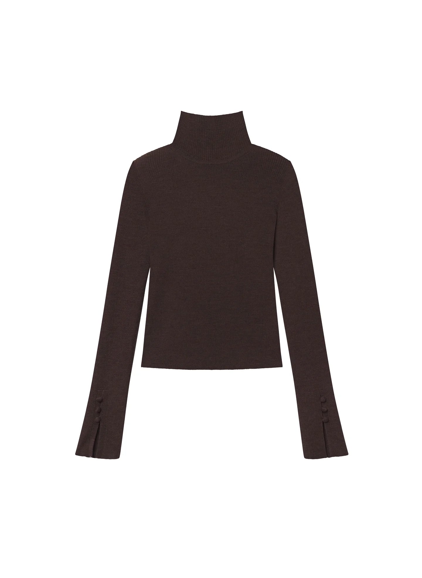 A.L.C. Jett Knit Merino Turtleneck Top - Coffee