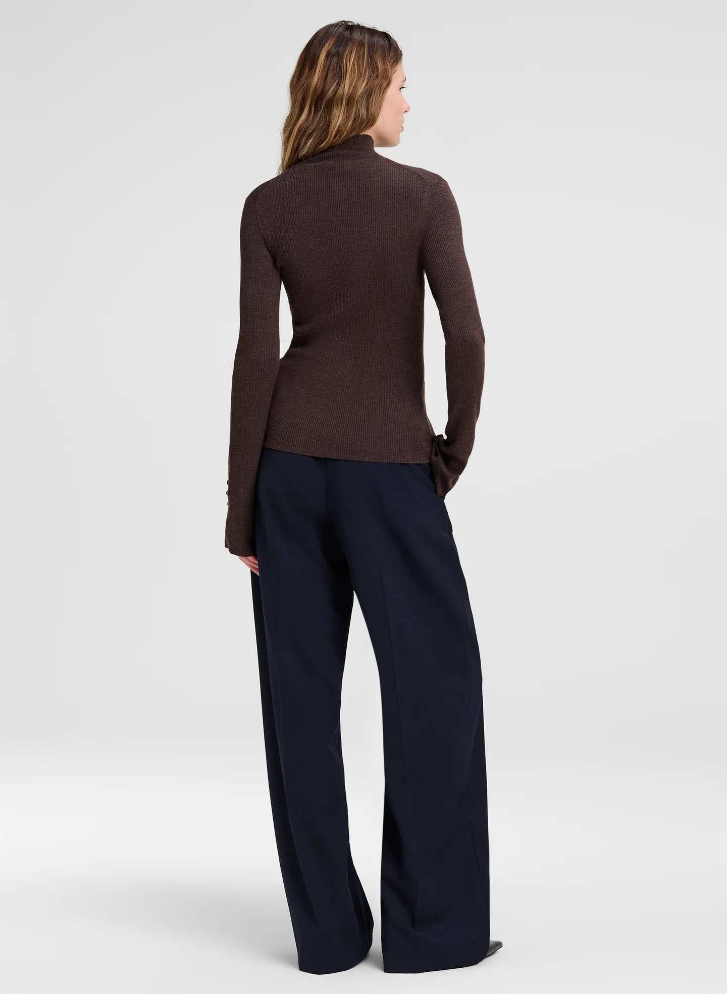 A.L.C. Jett Knit Merino Turtleneck Top - Coffee
