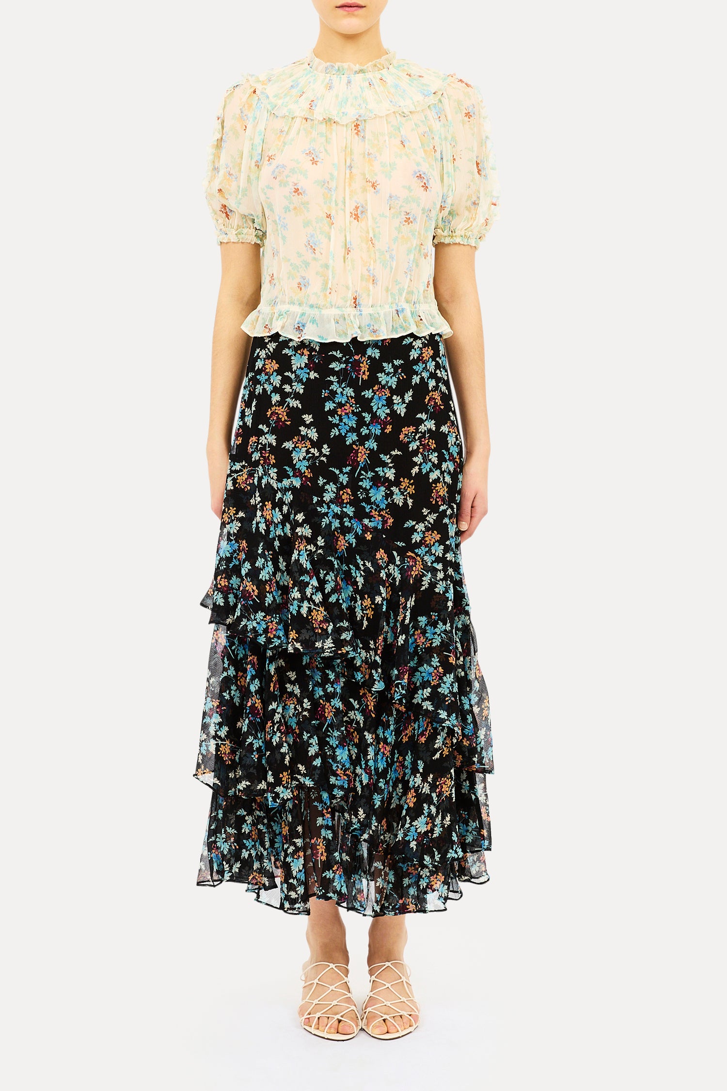Meadow Silk Midi Skirt