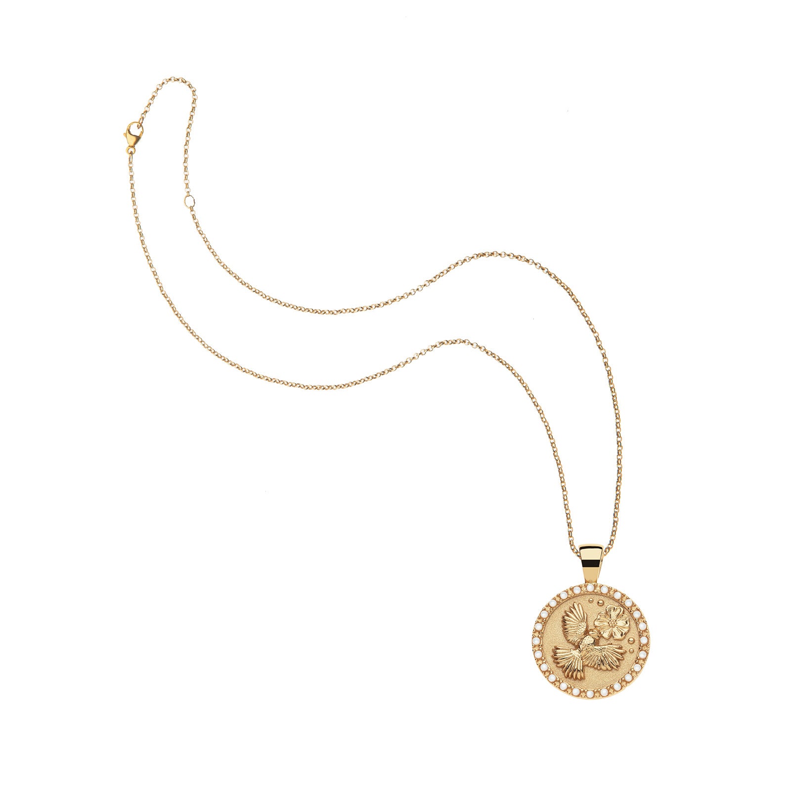 Jane Win JOY Chickadee Small Embellished Pendant Coin