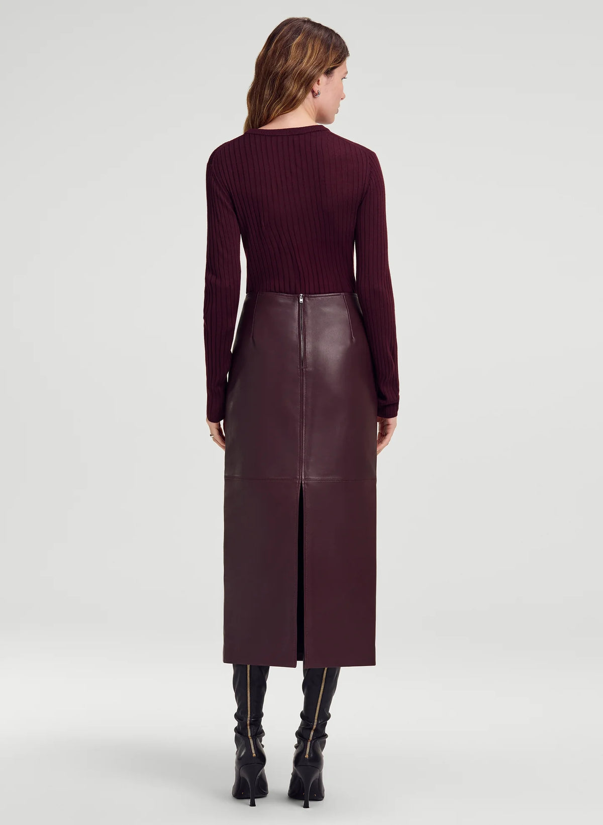 A.L.C. Kyle Ribbed Merino Top - Dark Mulberry