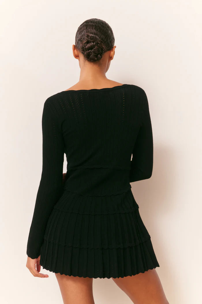 LoveShackFancy Lavender Stretch Pointelle Mini Dress - Black