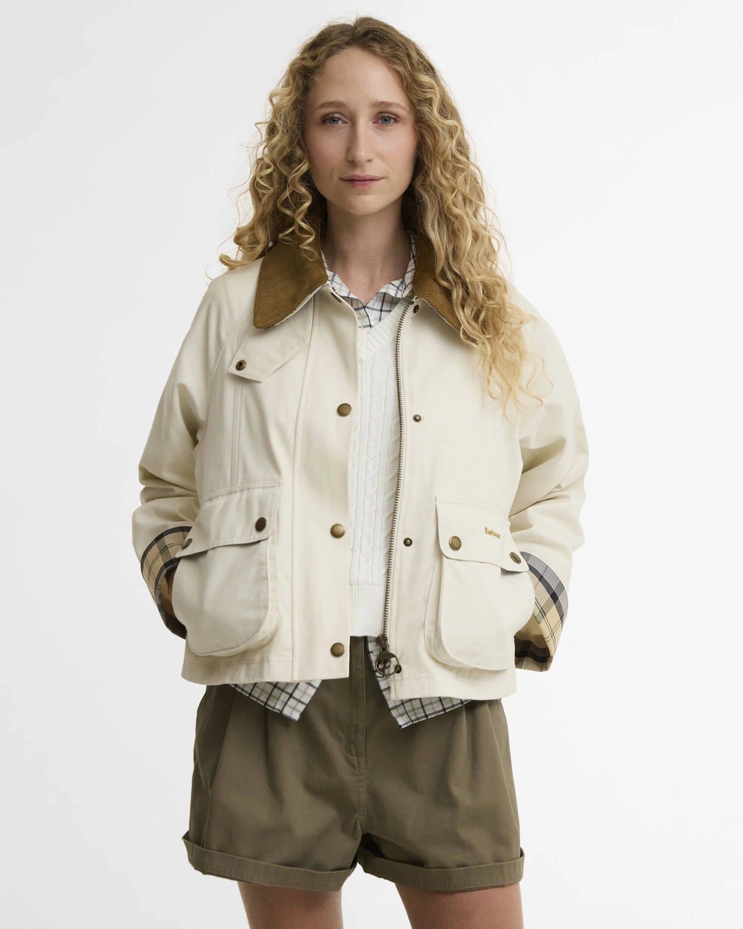 Barbour Cropped Beadnell Casual Jacket - Light Pearl