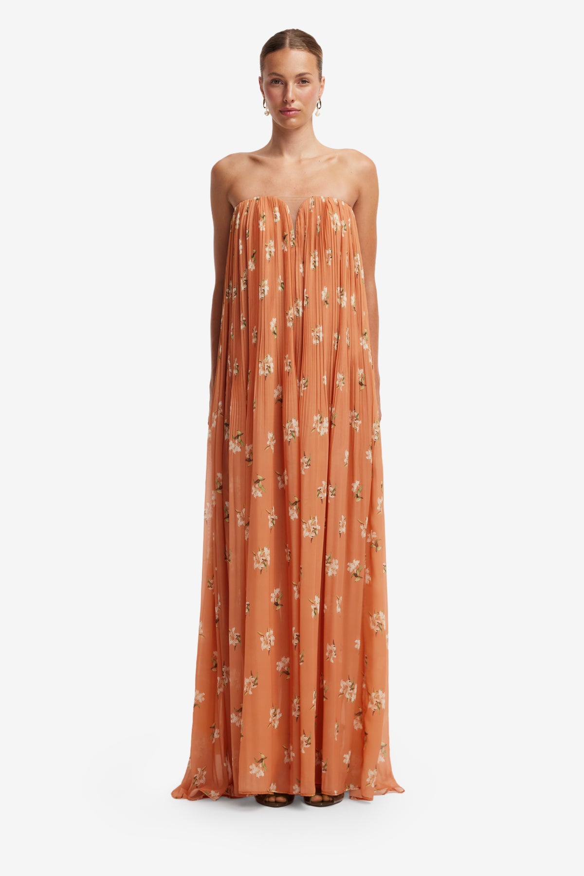 Dahlia Gown - Lily Print in Ochre