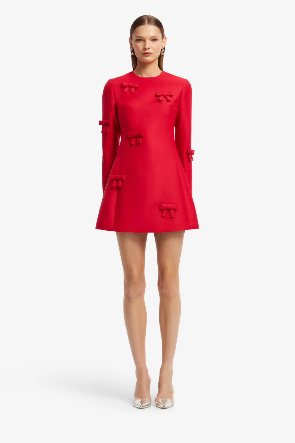 Leo Lin Aliza Bow Long Sleeve Mini Dress