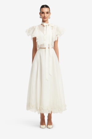 Leila Applique Midi Skirt - Snow