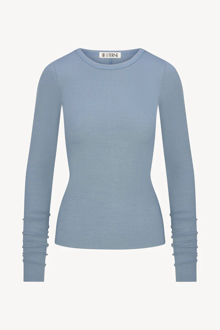 Eterne Long Sleeve Fitted Top - Slate
