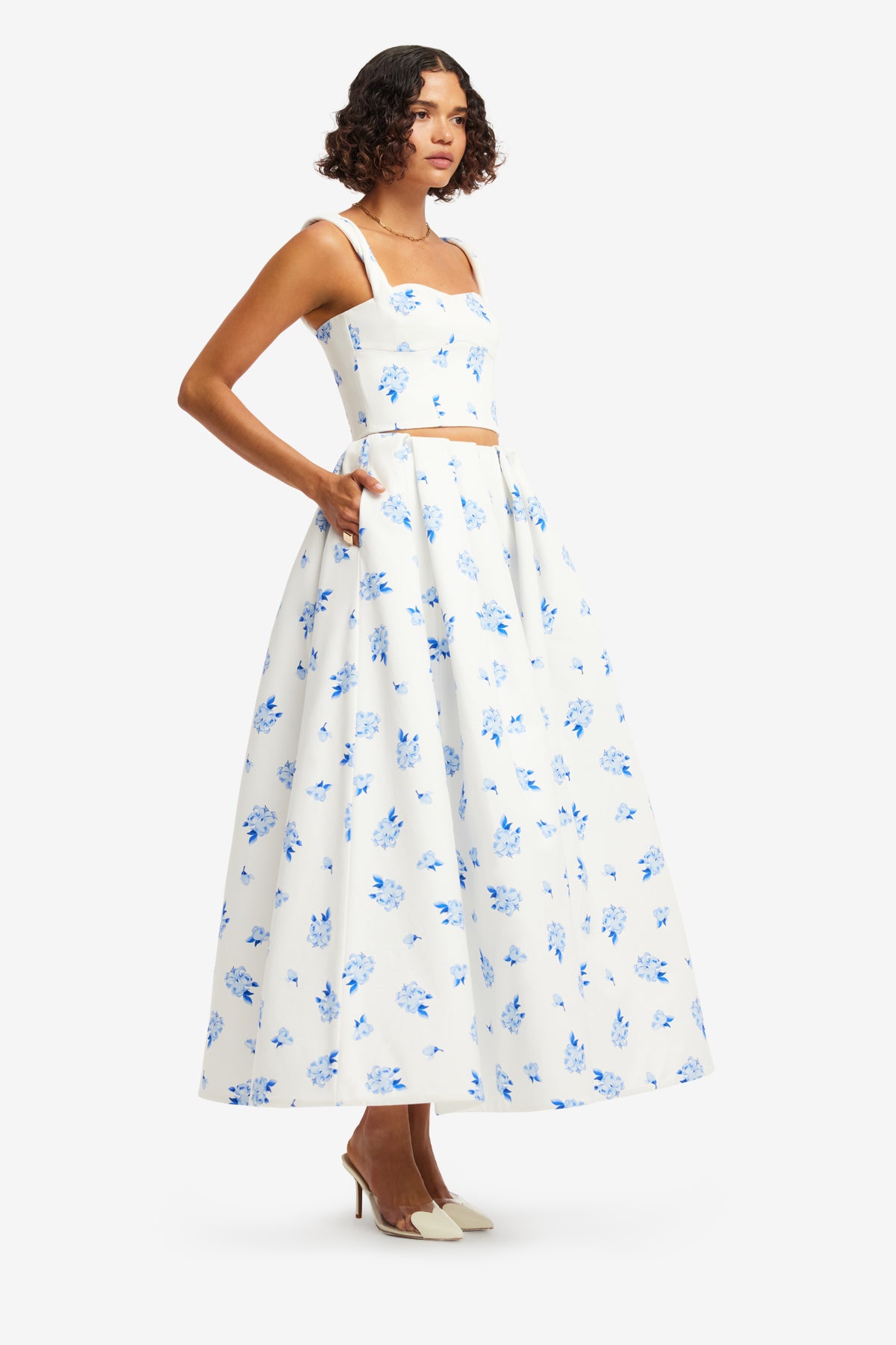 Lexi Top - Ditsy Floral Print in Snow