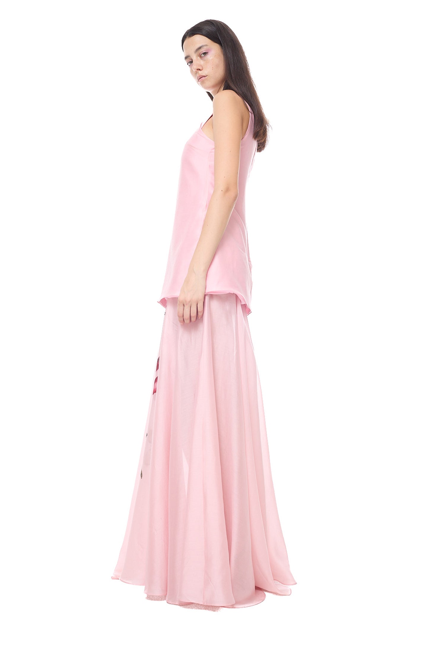 WATERCOLOR FLOWER PRINTED HALTER NECK LONG DRESS