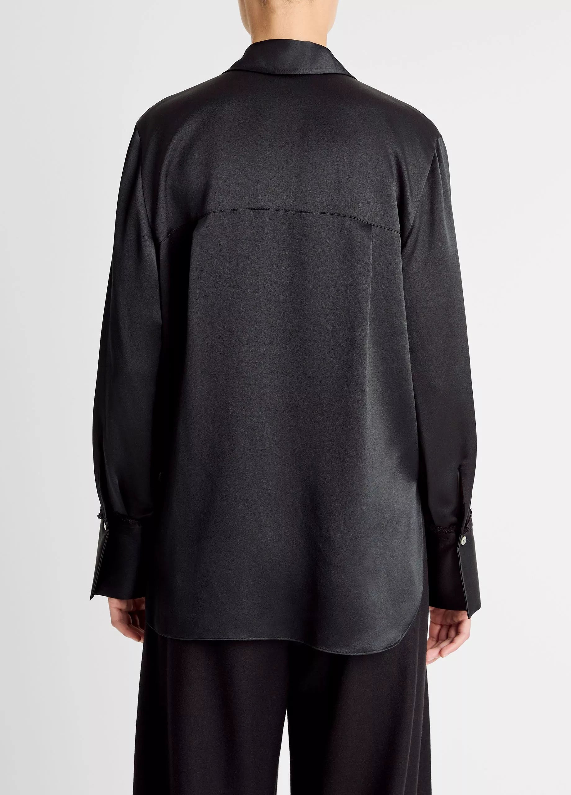 Vince Lace-Trim Silk Relaxed Shirt
