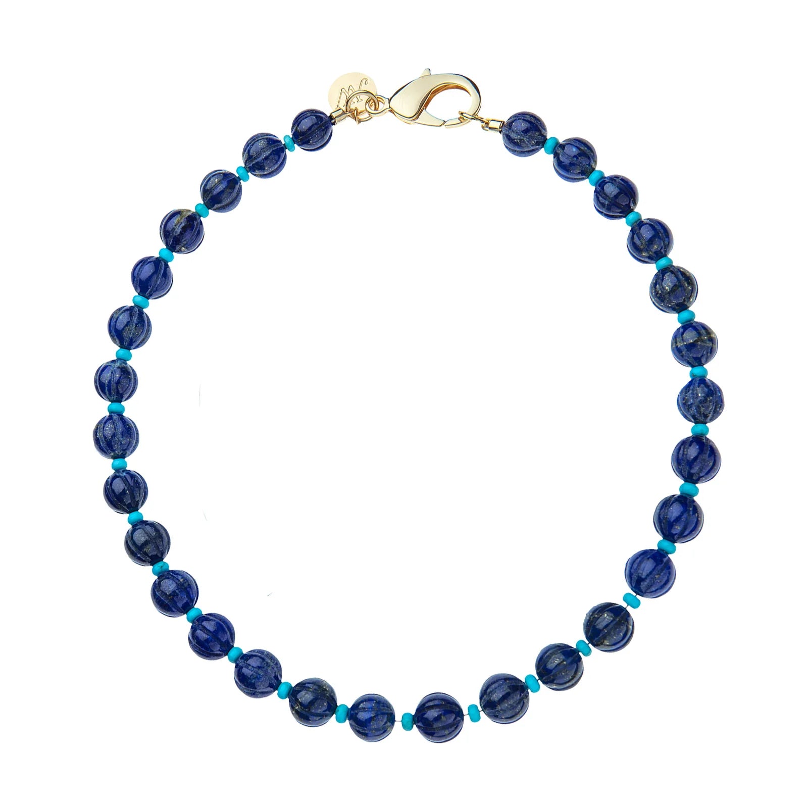 Jane Win Lapis Pumpkin Bead Necklace