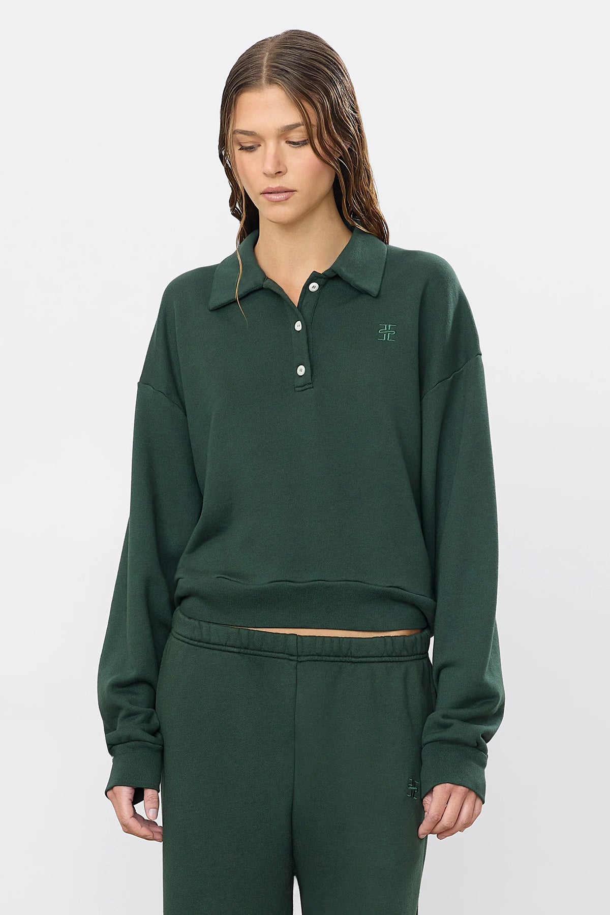Eterne Cropped Polo Sweatshirt