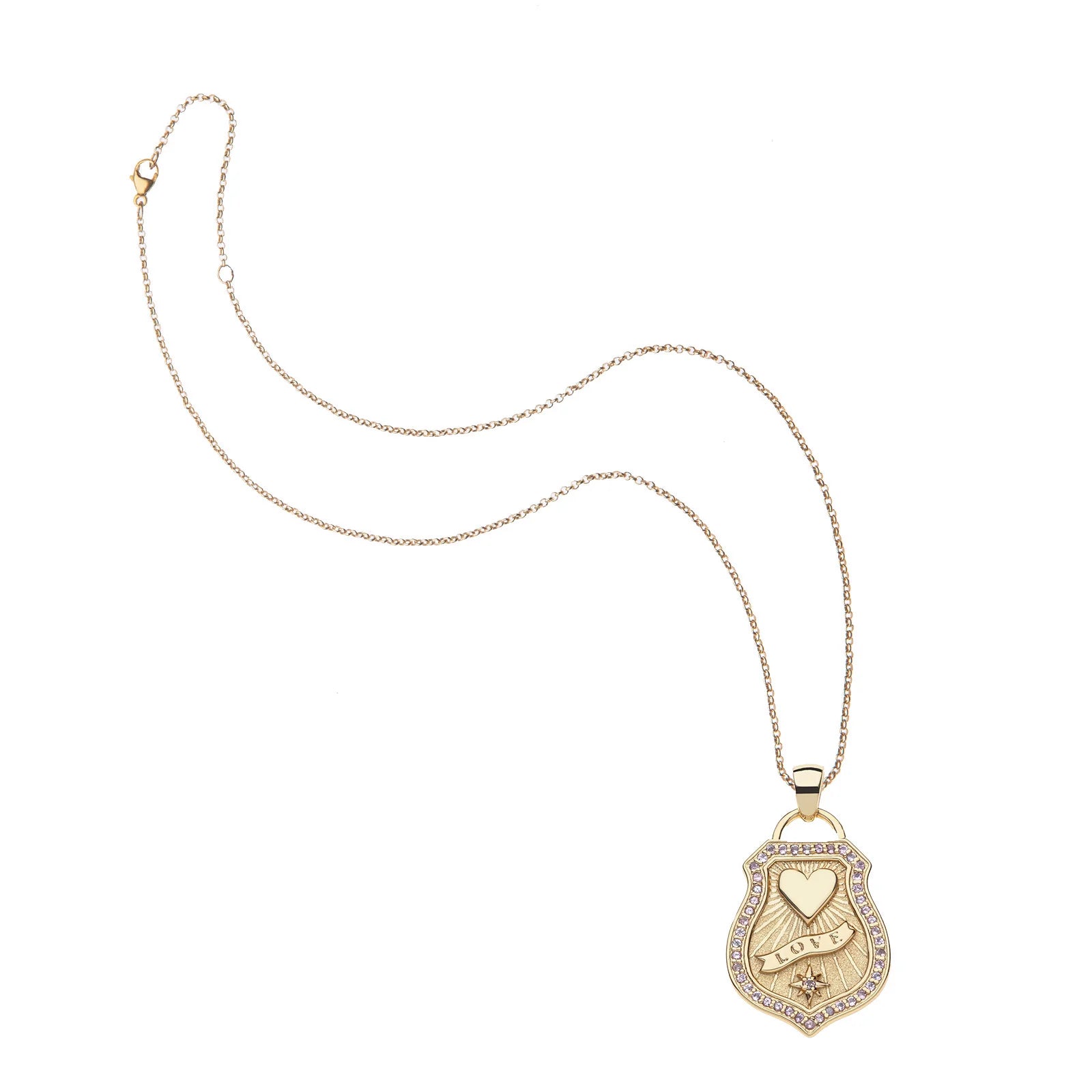 Jane Win LOVE Shield Pendant Necklace