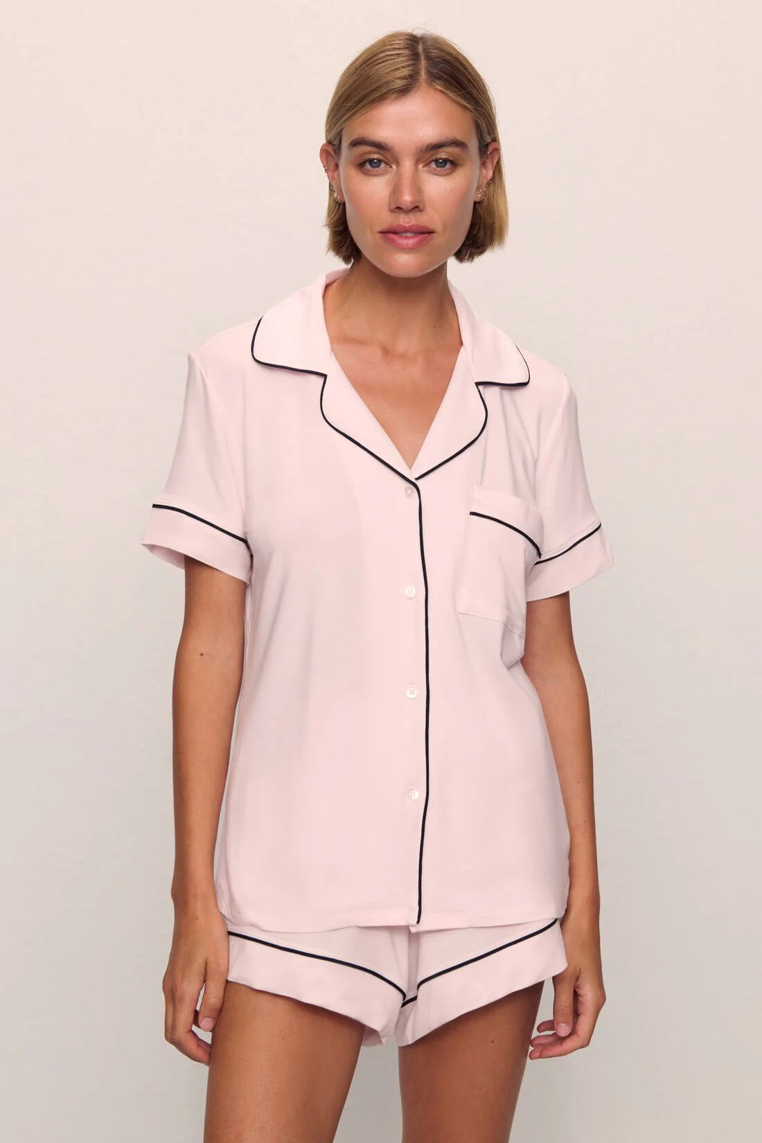 Eberjey Gisele The Relaxed Short PJ Set - Sorbet Pink/Black