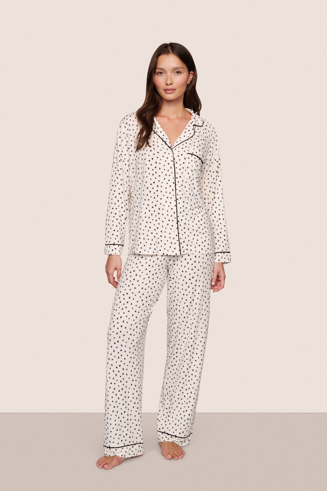 Eberjey Gisele Printed Long PJ Set - Heart To Heart