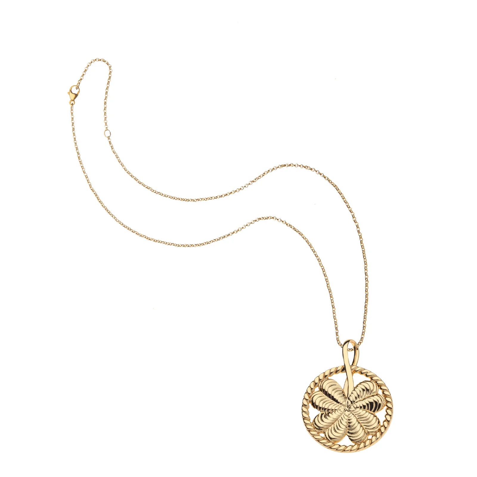 Jane Win LUCKY Clover Cutout Pendant Coin