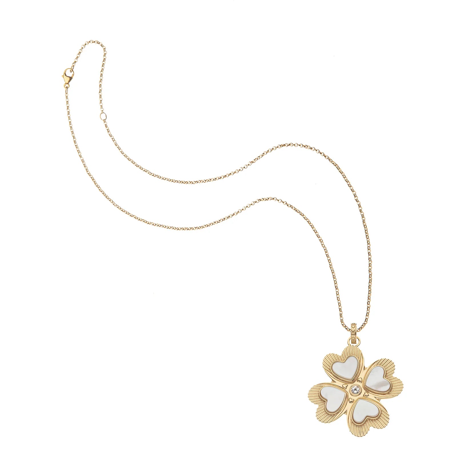 Jane Win LUCKY In Love Clover Pendant - Mother Of Pearl