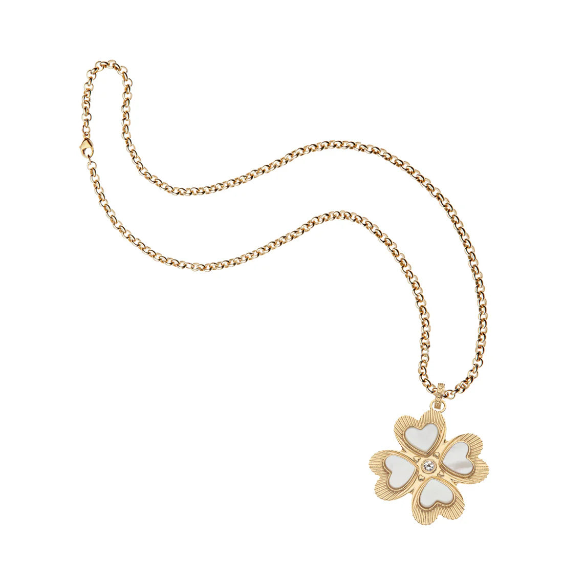 Jane Win LUCKY In Love Clover Pendant - Mother Of Pearl