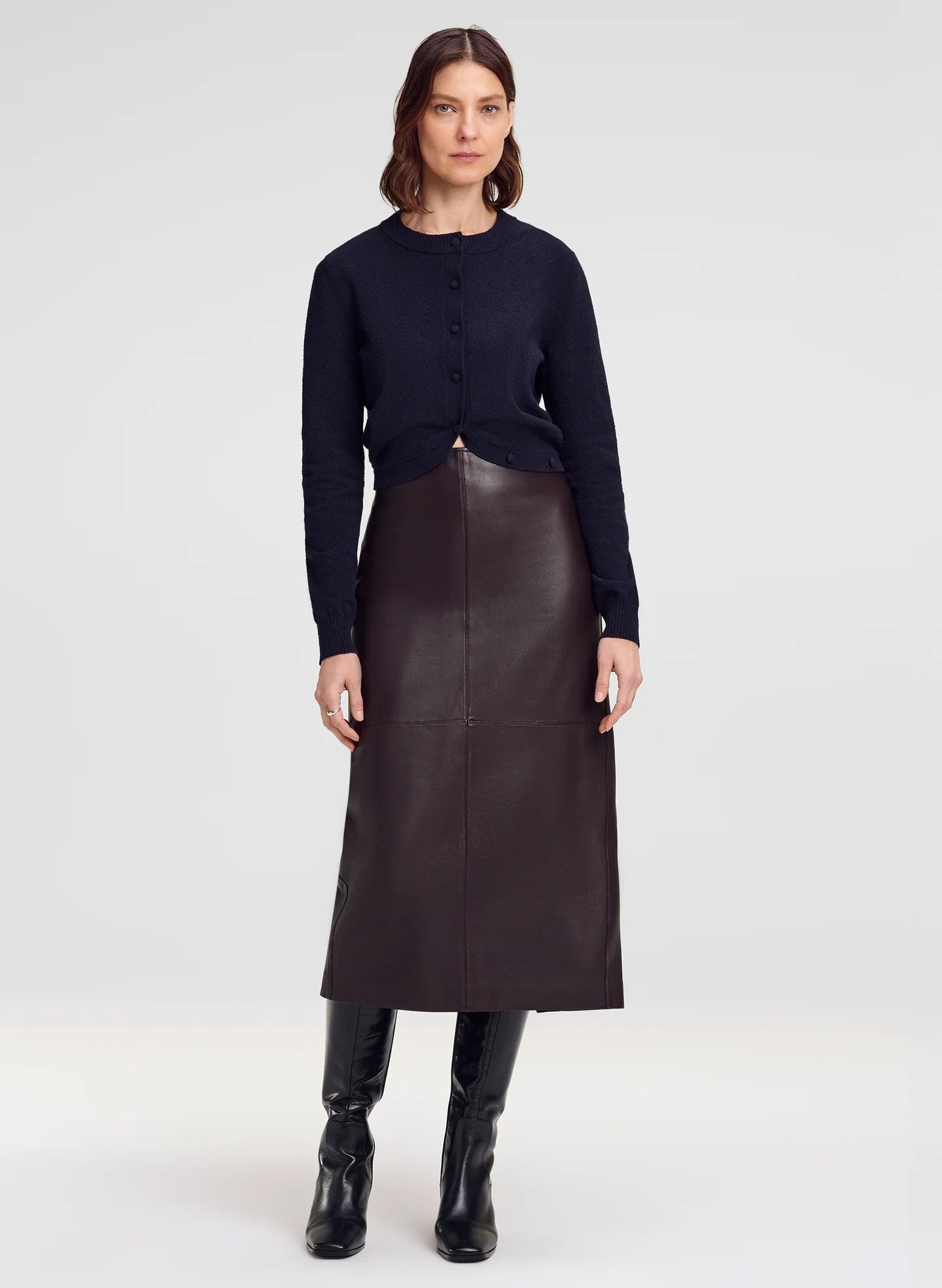 A.L.C. Marta Leather Midi Skirt
