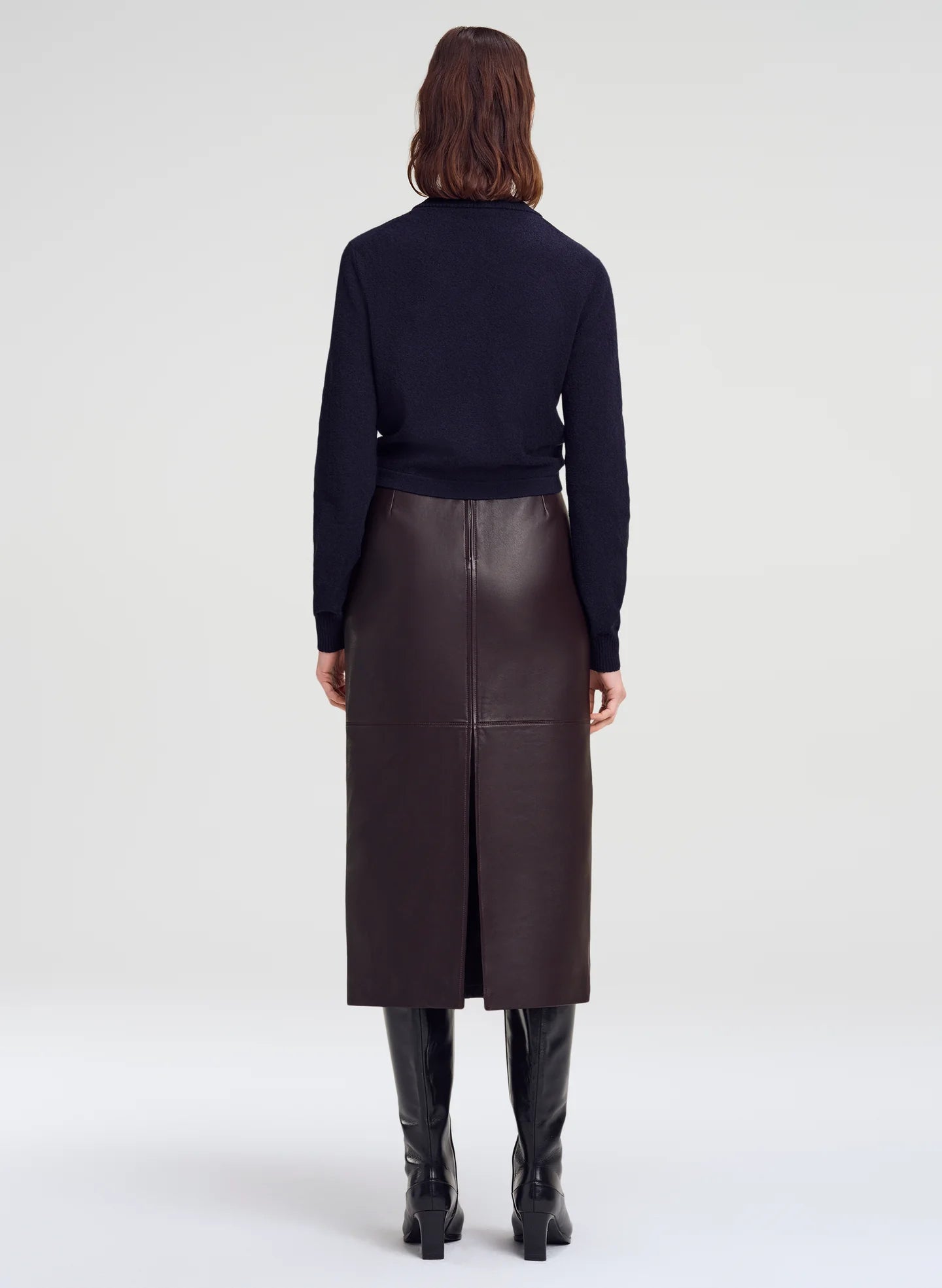 A.L.C. Marta Leather Midi Skirt