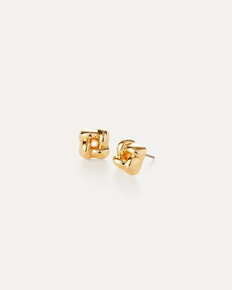 Jenny Bird Mini Woven Square Earrings - Gold